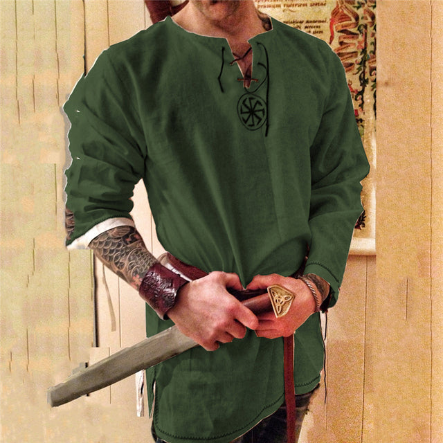 Viking Renaissance Knight Warrior Crusader Tunic Long Sleeve (4 Colors) S - 4XL
