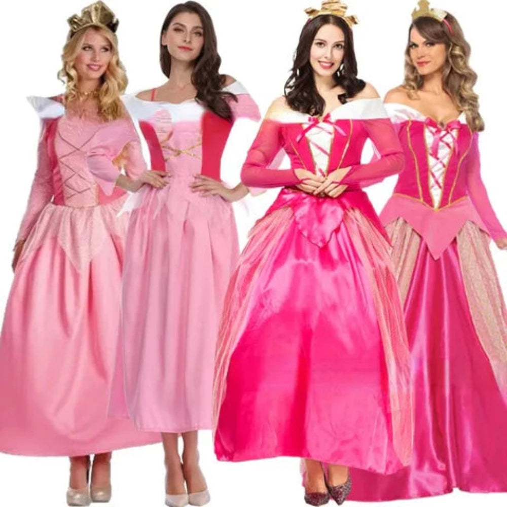 Princess  Dress Costume (S-2XL) Adult With Crown