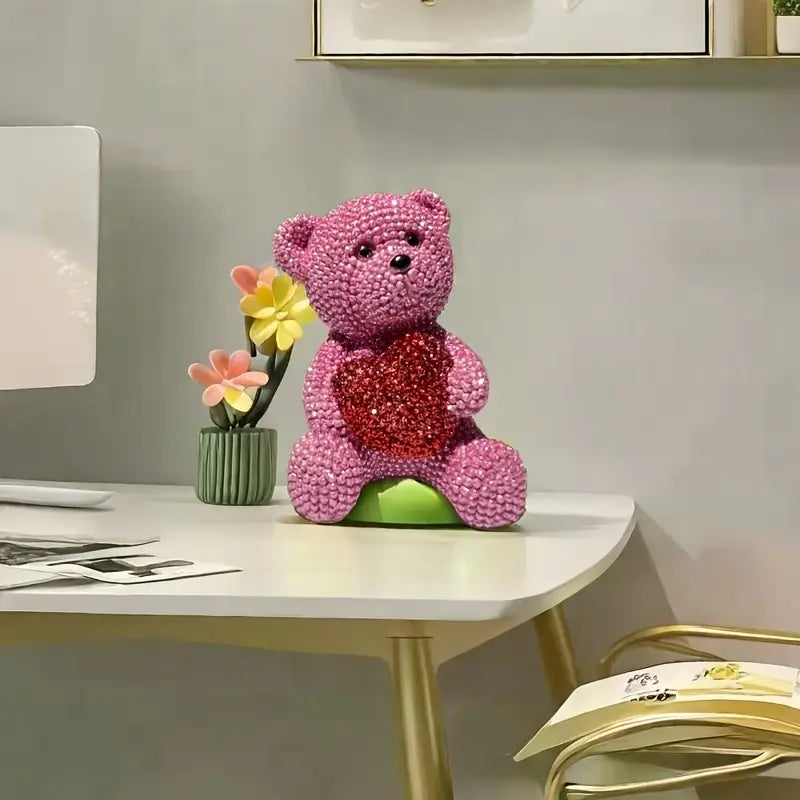 "Love of my Life" Pink Pearl Bear Statue