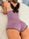 Butterfly Back Lace Romper | Loungewear Bodysuit