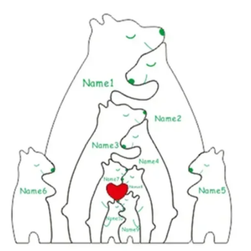 *Custom Personalized Name* Wooden Bear Family (2-9 Names)