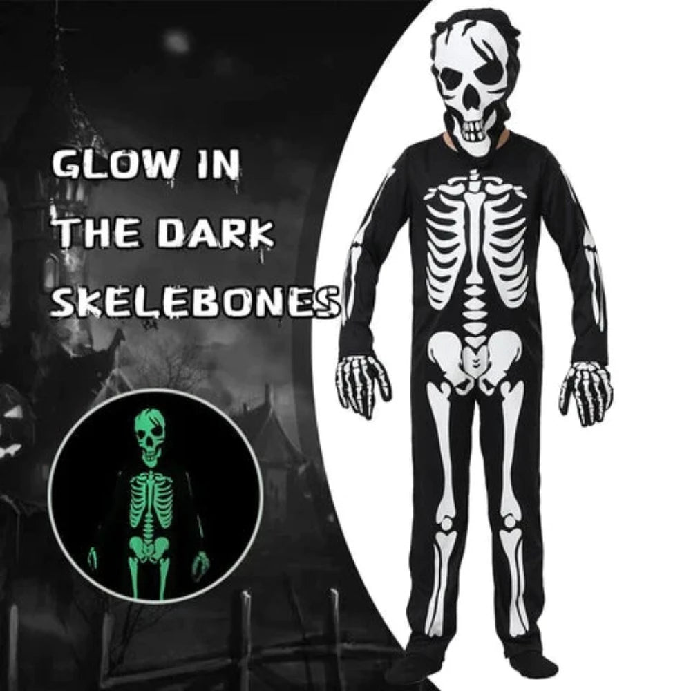 Glow In The Dark Skeleton Costume Set (S-XL) Childs Size