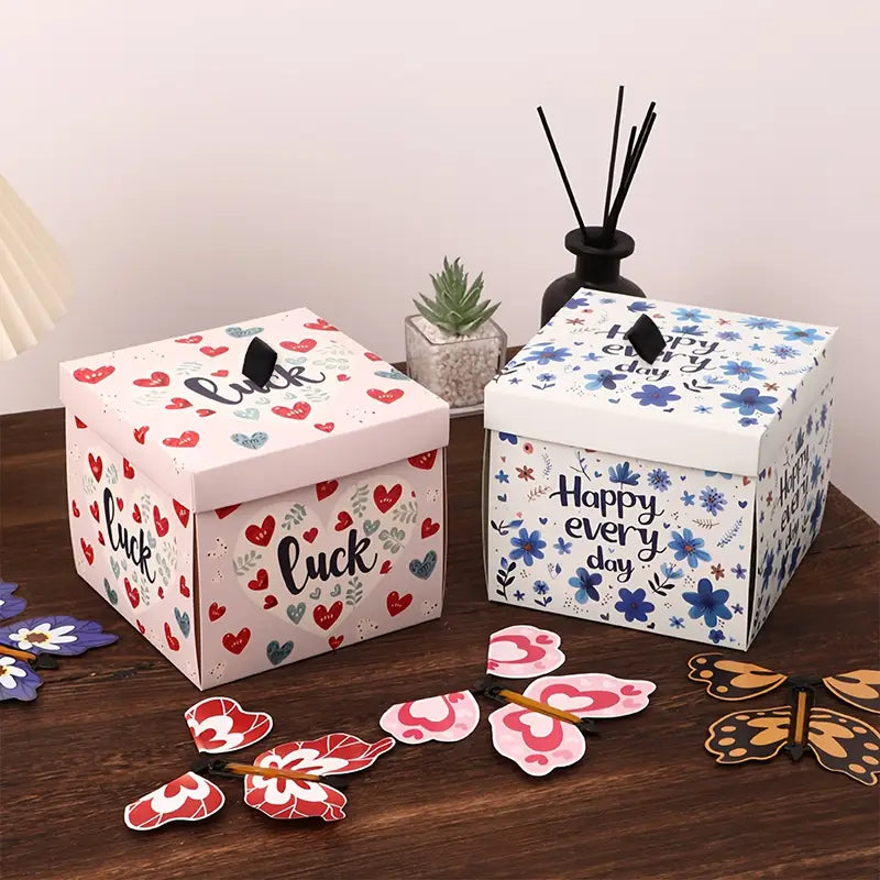 Flying Butterfly Explosion Eternal Rose DIY Gift Box (4 Colors)