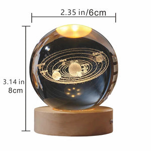 3D Solar System Crystal Ball Lamp Laser Engraved Night Light