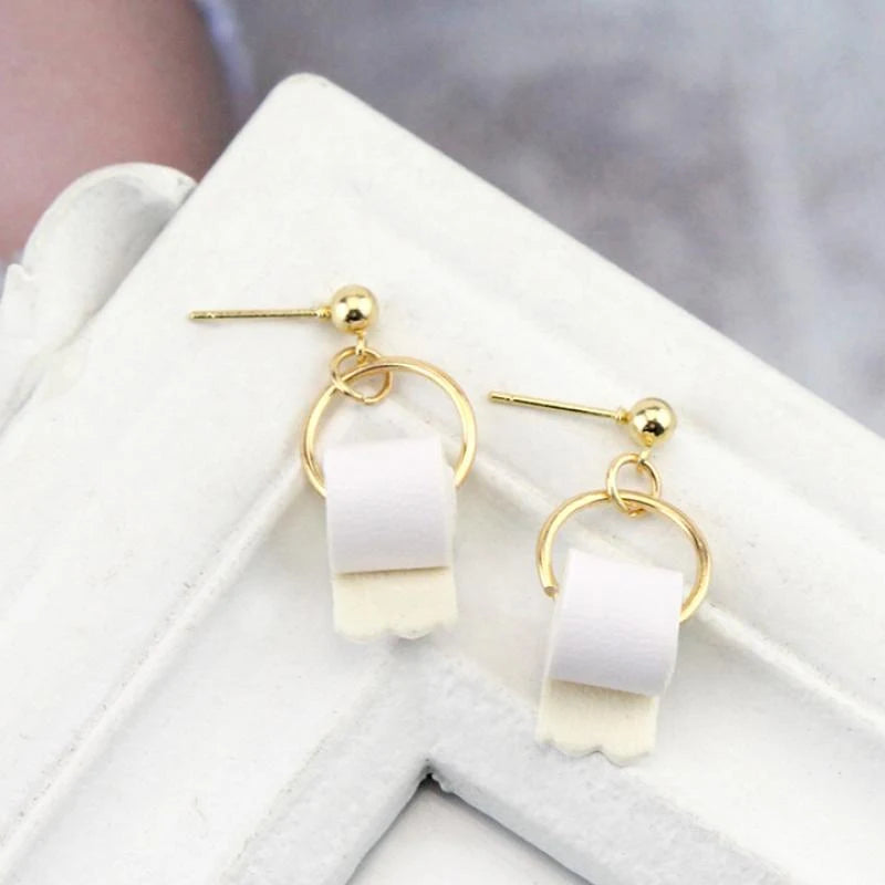 Gold Toilet Paper Roll Earrings Jewelry