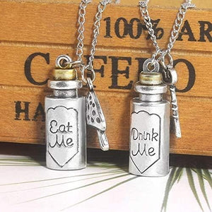 Alice in Wonderland Eat Me Drink Me Bottle Necklaces (2 Necklace)