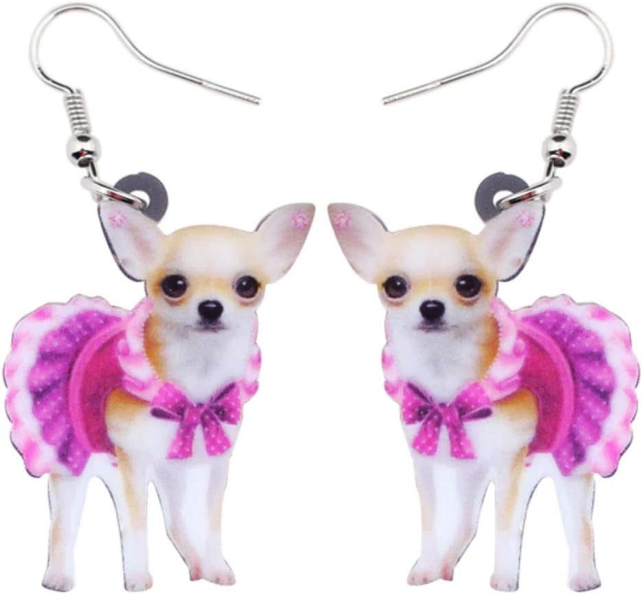 Chihuahua Puppy Earrings Acrylic Cute Dog Jewelry