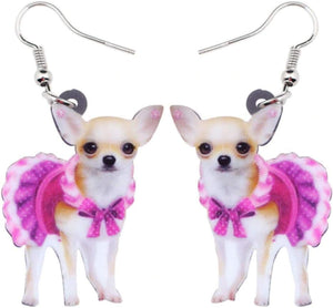 Chihuahua Puppy Earrings Acrylic Cute Dog Jewelry