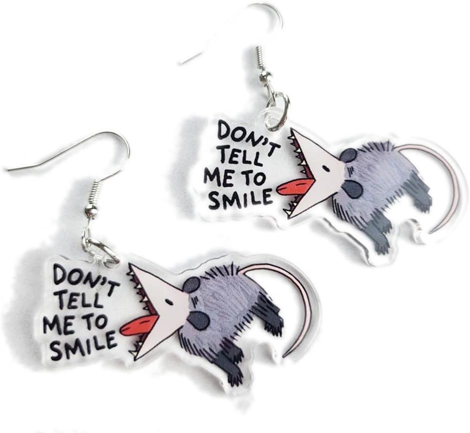 Opossum Earrings "Don't Tell Me To Smile"