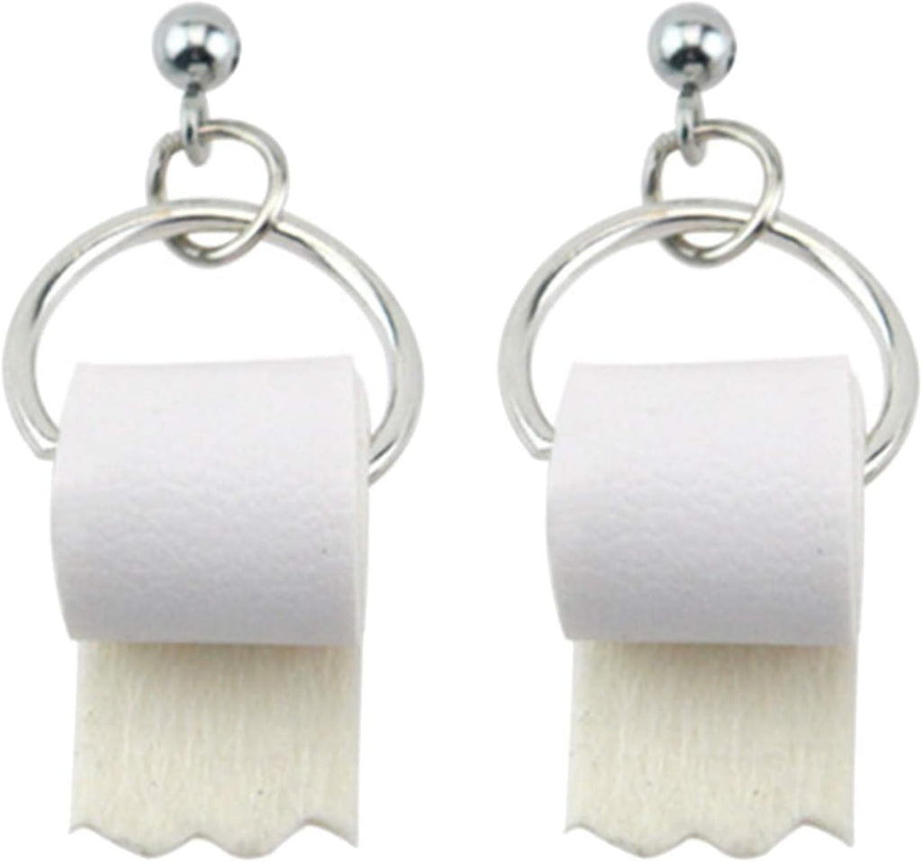 Silver Toilet Paper Roll Earrings Jewelry