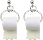 Silver Toilet Paper Roll Earrings Jewelry