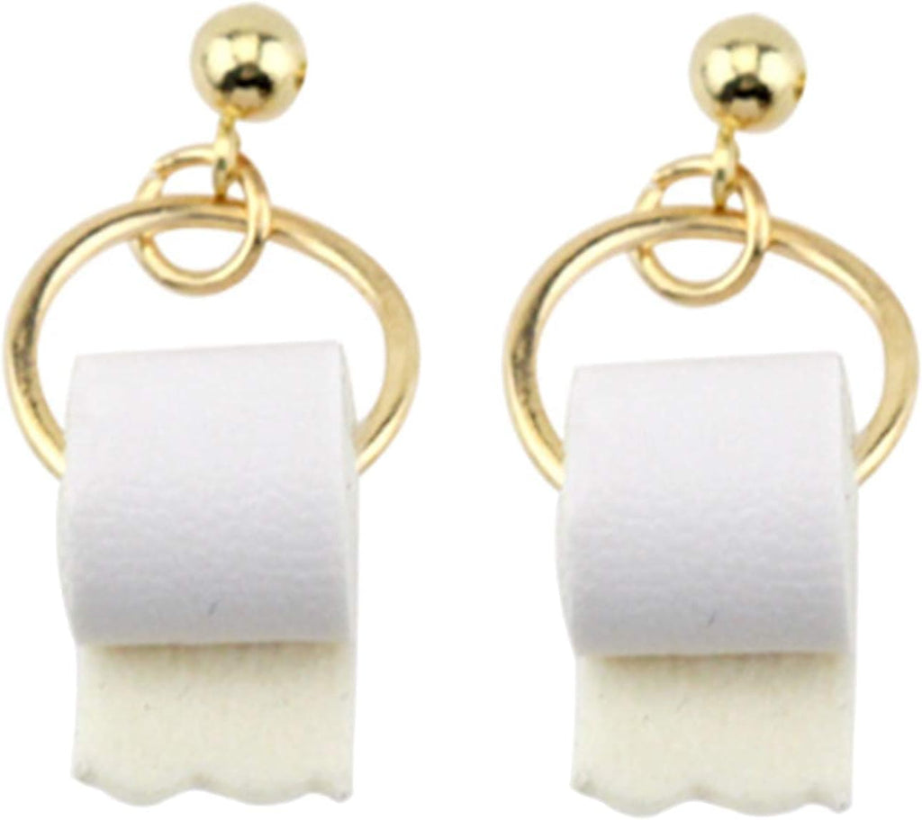 Gold Toilet Paper Roll Earrings Jewelry