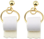 Gold Toilet Paper Roll Earrings Jewelry