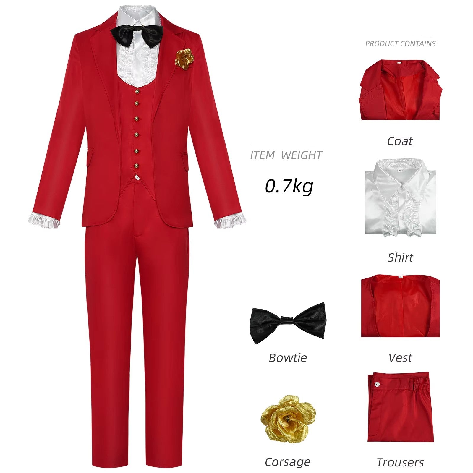 Red Groom Suit Costume Set