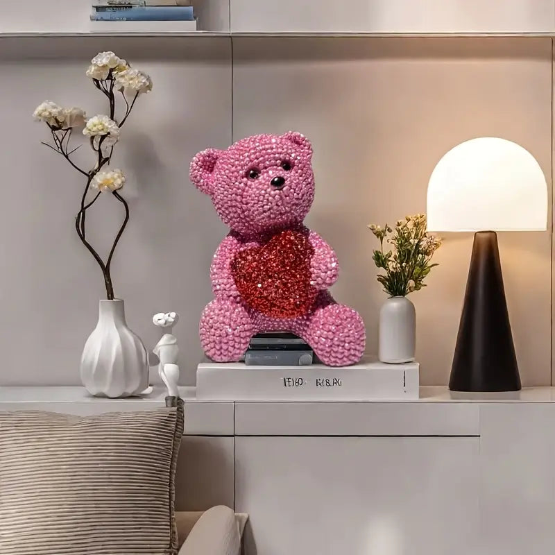 "Love of my Life" Pink Pearl Bear Statue