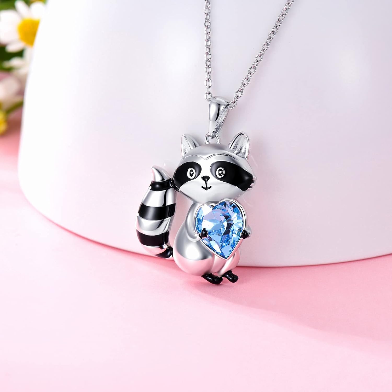 Raccoon Heart Pendant Necklace