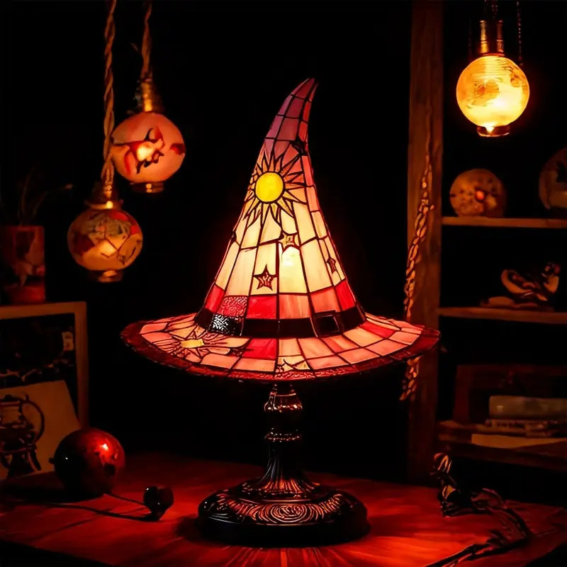 Stained Glass Style Witch Hat Lamp (3 Options)