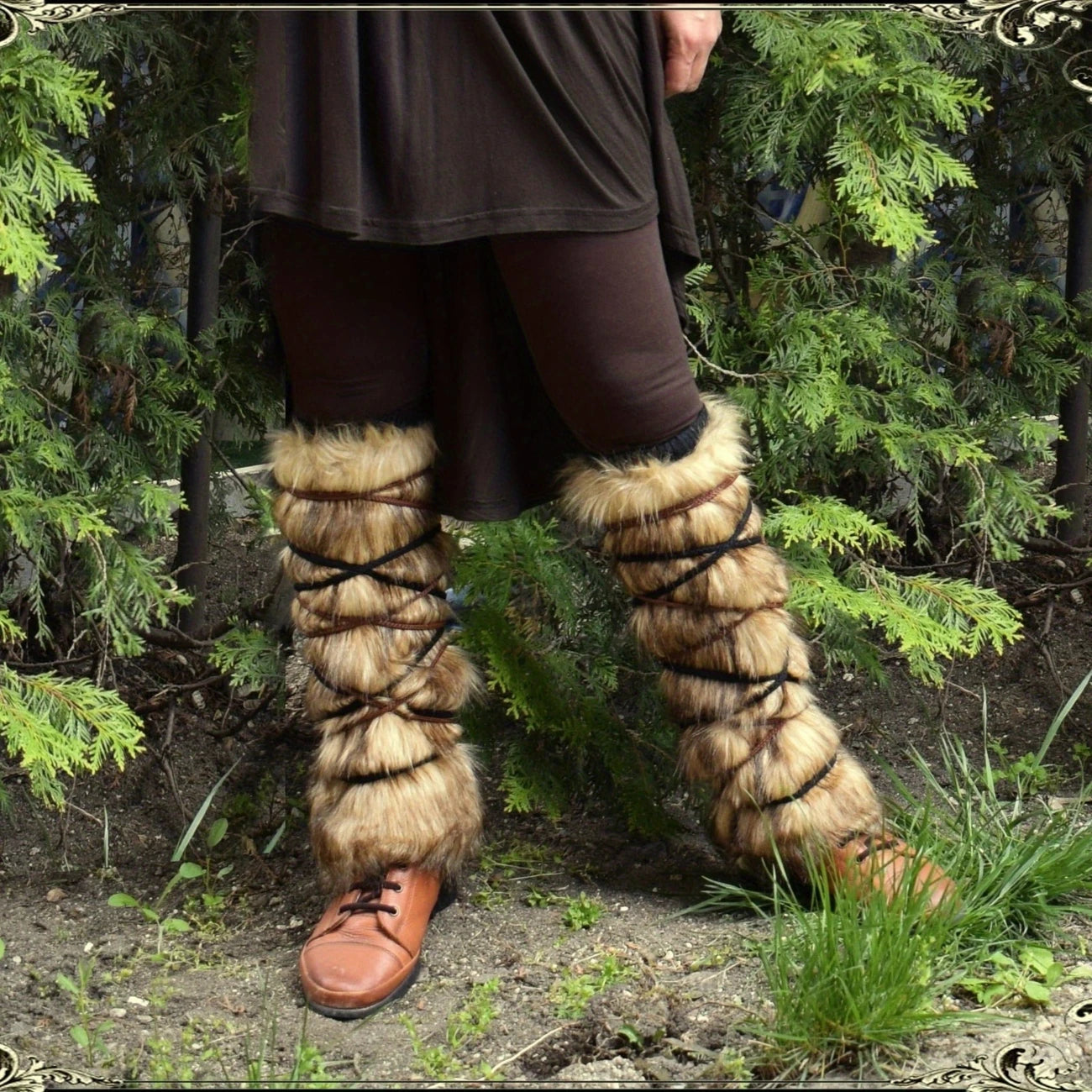 Medieval Viking Fur Leg Warmers