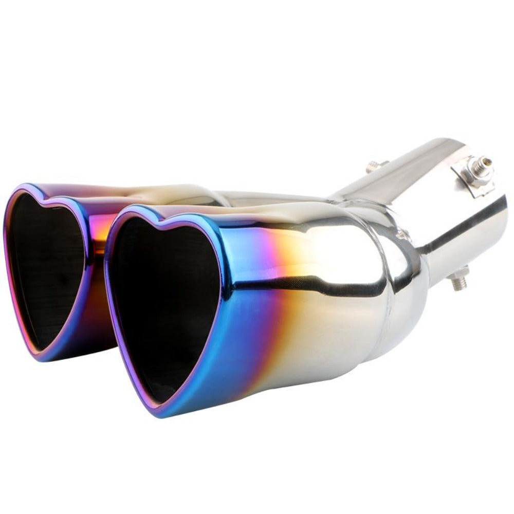 Dual Exhaust Chrome Heart Shaped Muffler A Curved