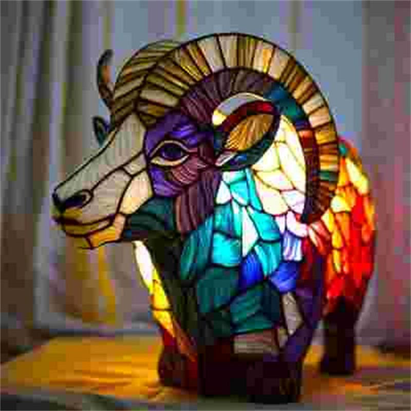 Mermaid Stained Glass Style Animal Lamp (12 Options) Turtle Owl Lion