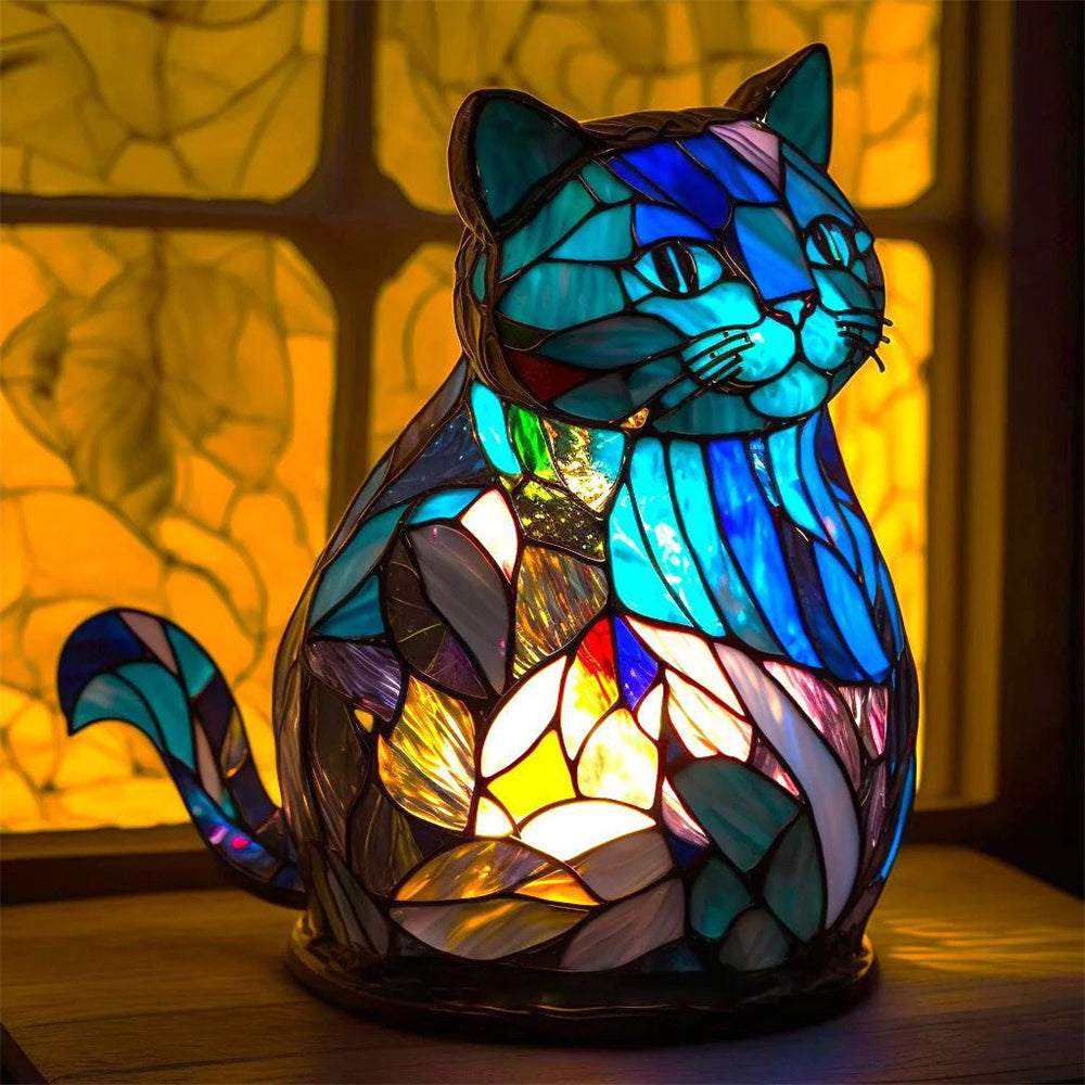 Mermaid Stained Glass Style Animal Lamp (12 Options) Turtle Owl Lion