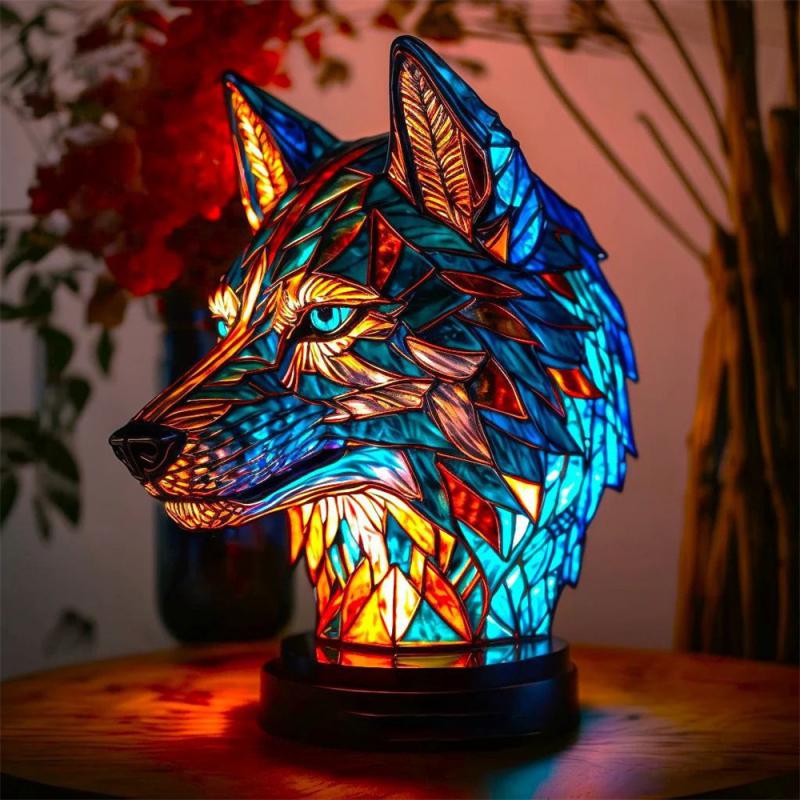 Mermaid Stained Glass Style Animal Lamp (12 Options) Turtle Owl Lion