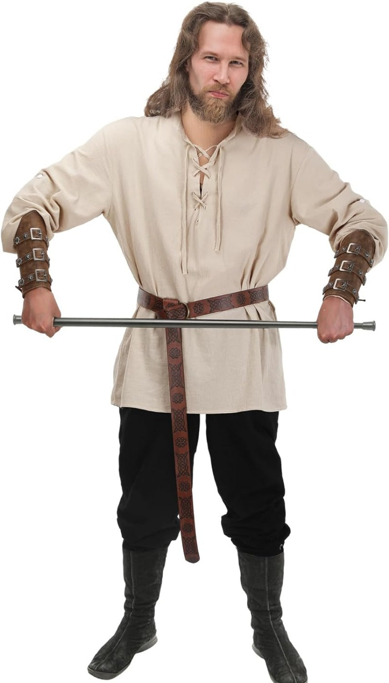 Viking Costume Set Long Sleeve Shirt Trouser (6 Colors) S-3XL