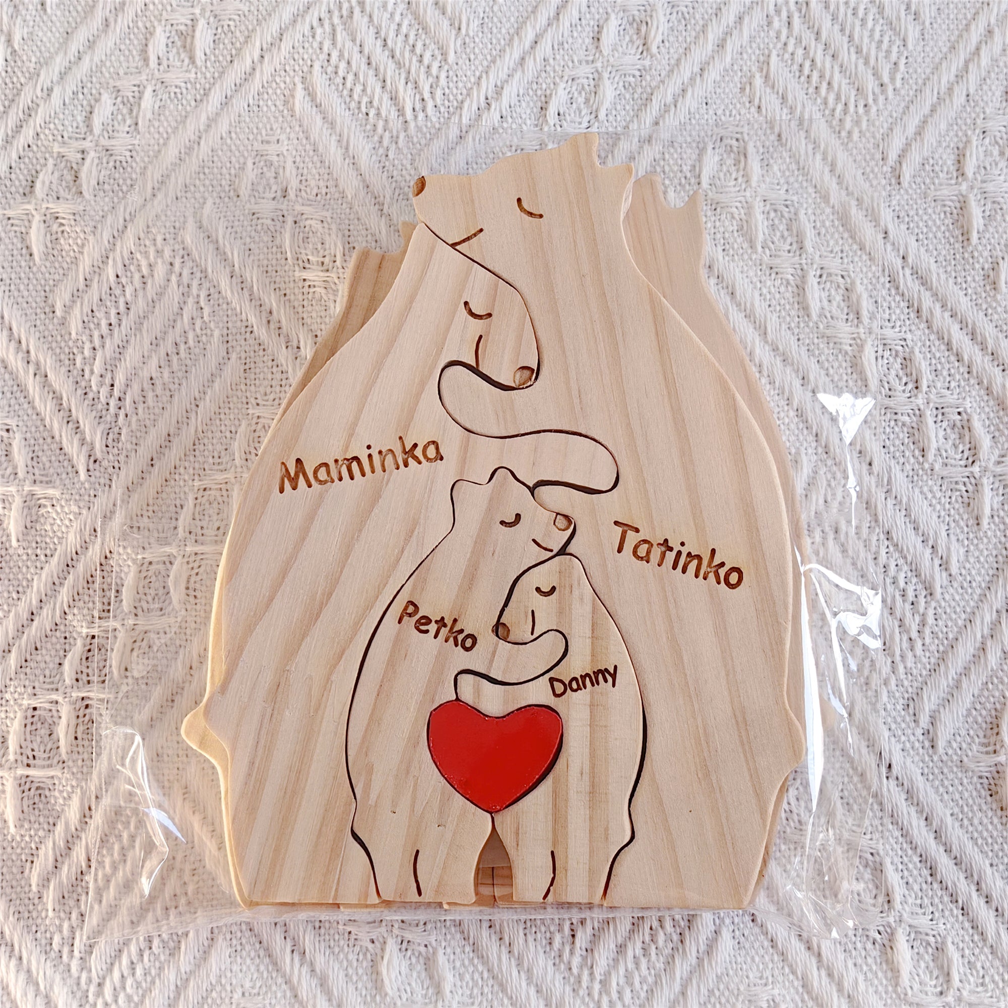 *Custom Personalized Name* Wooden Bear Family (2-9 Names)