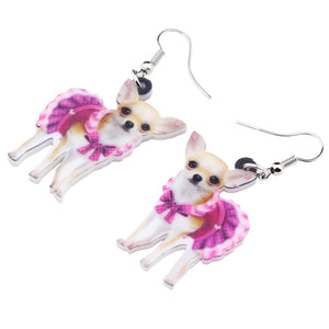 Chihuahua Puppy Earrings Acrylic Cute Dog Jewelry