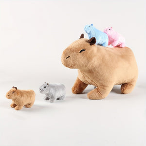 5in1 Capybara Mom With Babies Stuffed Animal Plush