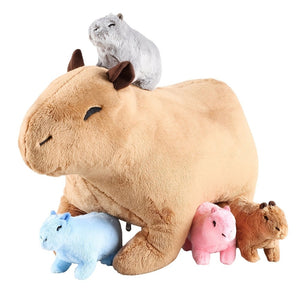 5in1 Capybara Mom With Babies Stuffed Animal Plush