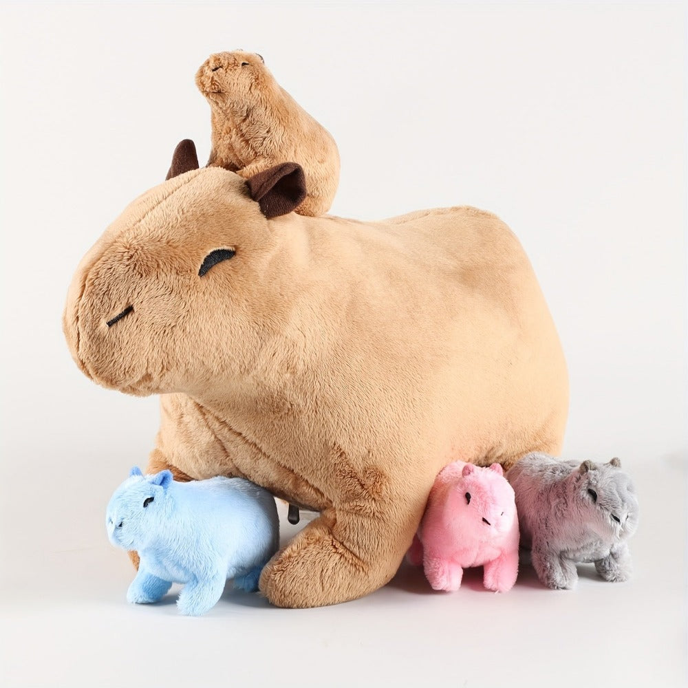 5in1 Capybara Mom With Babies Stuffed Animal Plush