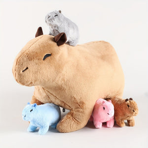 5in1 Capybara Mom With Babies Stuffed Animal Plush