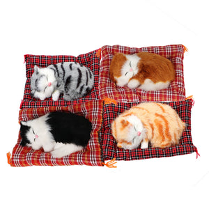 Life Like Sleeping Kitty Cat Kitten Stuffed Animal Pillow Plush (4 Colors) w/Blanket