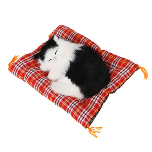 Life Like Sleeping Kitty Cat Kitten Stuffed Animal Pillow Plush (4 Colors) w/Blanket