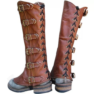 Medieval PU Leather Lace-Up Greaves (2 Colors)