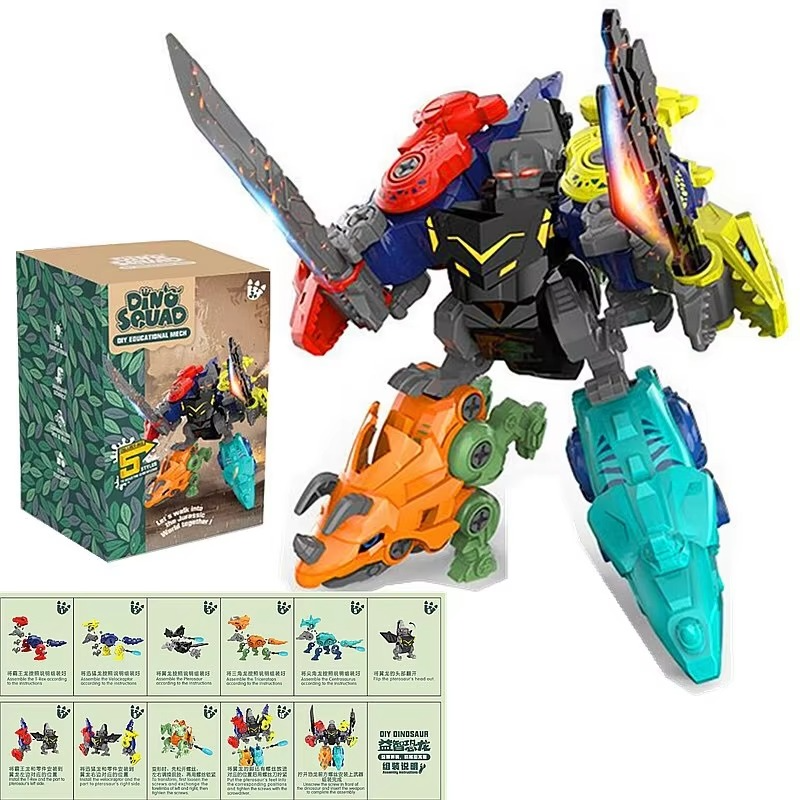 Dino Fusion Bots 5-in-1 Transforming Dinosaur Robot Toy (2 Option)
