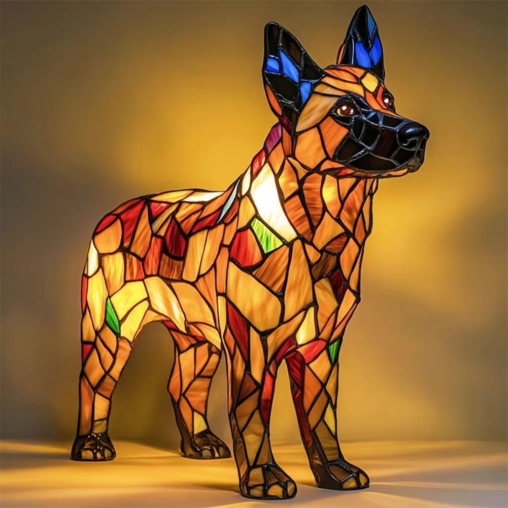 Stained Glass Style Dog Lamps (4 Options) Corgi Pug or Dachshund