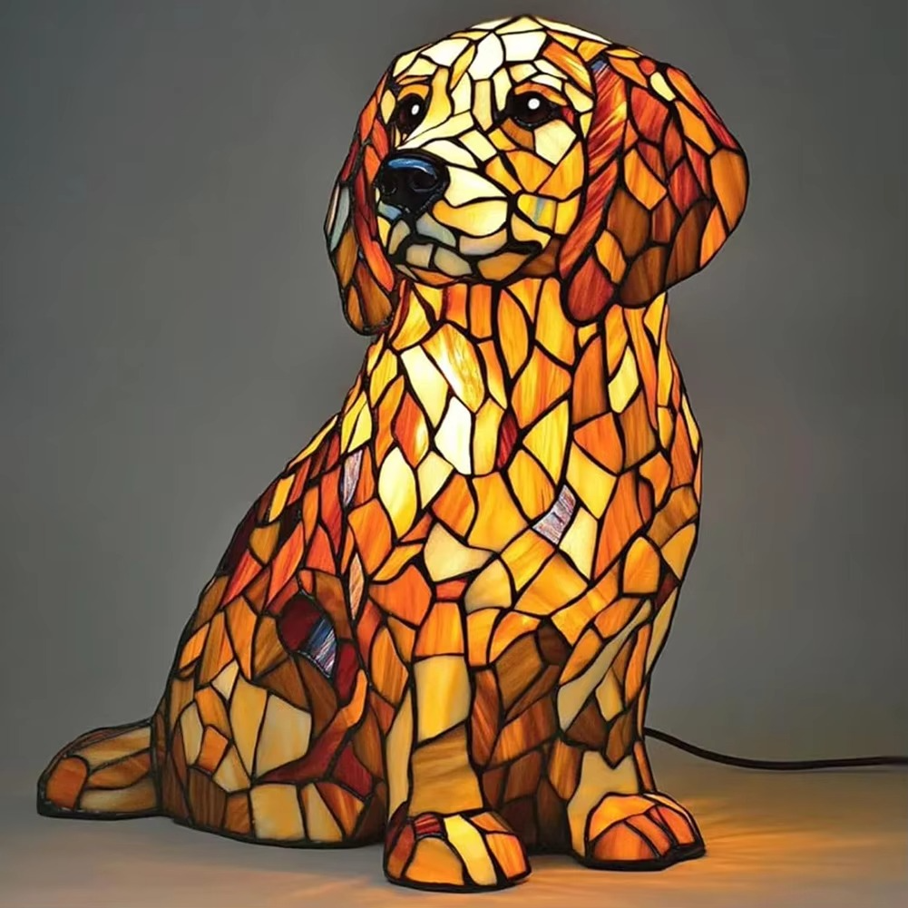 Stained Glass Style Dog Lamps (4 Options) Corgi Pug or Dachshund