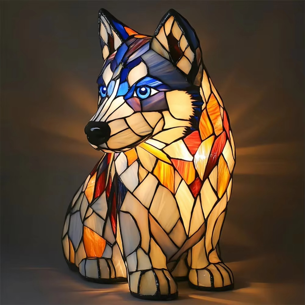 Stained Glass Style Dog Lamps (4 Options) Corgi Pug or Dachshund