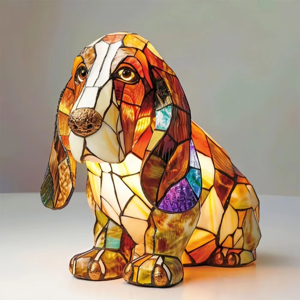 Stained Glass Style Dog Lamps (4 Options) Corgi Pug or Dachshund