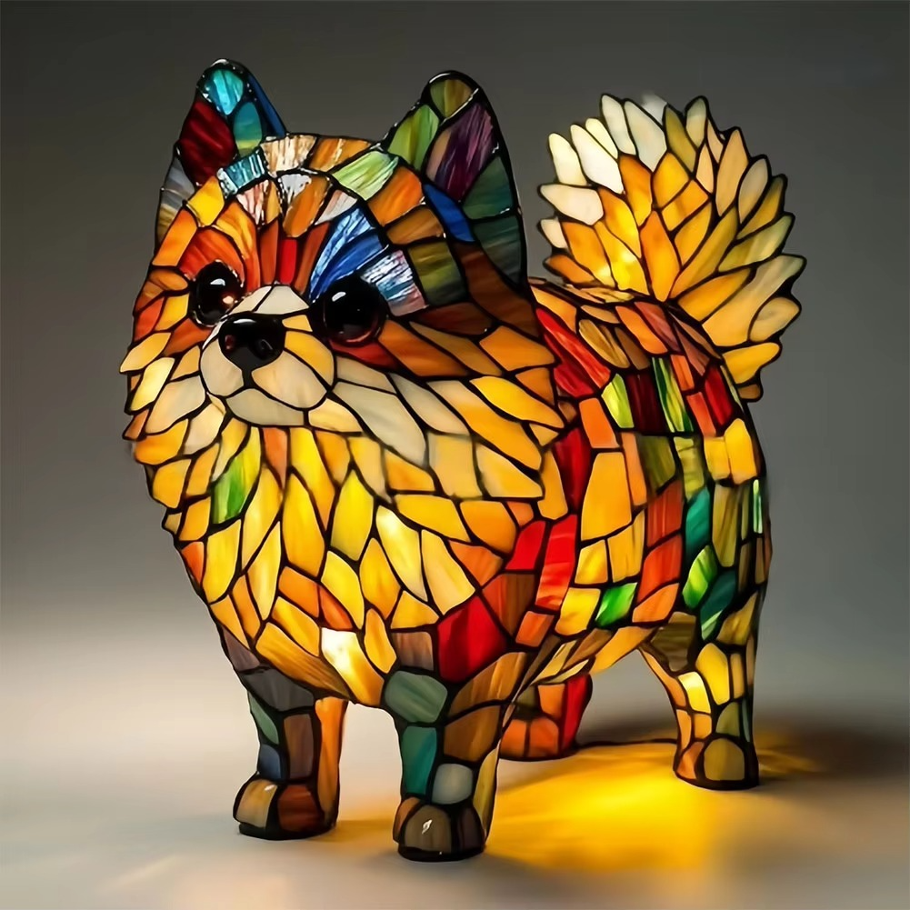 Stained Glass Style Dog Lamps (4 Options) Corgi Pug or Dachshund
