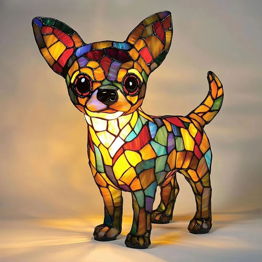 Stained Glass Style Dog Lamps (4 Options) Corgi Pug or Dachshund