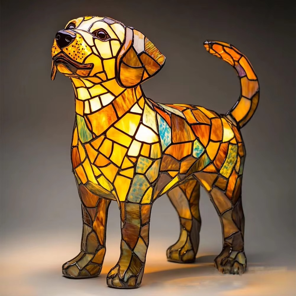 Stained Glass Style Dog Lamps (4 Options) Corgi Pug or Dachshund
