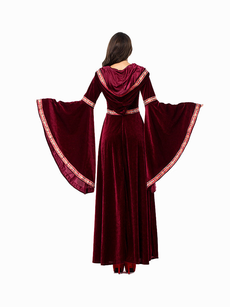 Medieval Princess Hooded Victorian Red Dress (Size S-XL)