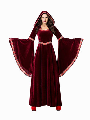 Medieval Princess Hooded Victorian Red Dress (Size S-XL)