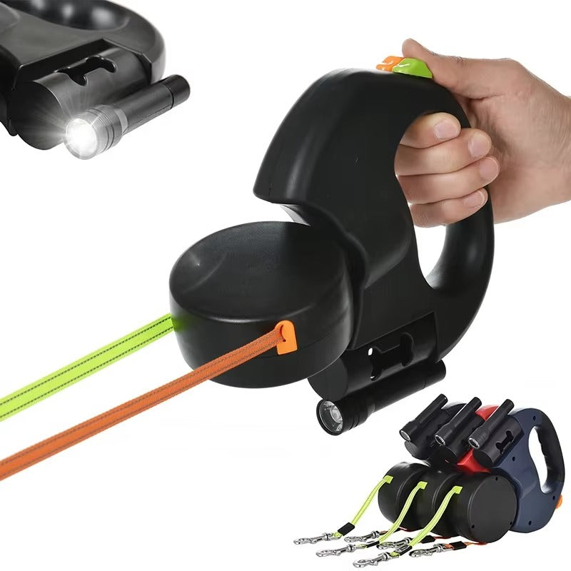 Retractable Dual Dog Leash (3 Colors) with LED Light