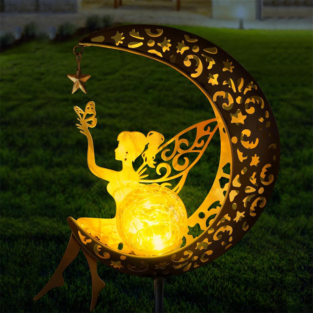 Fairy Crescent Moon Solar Garden Light Lamp