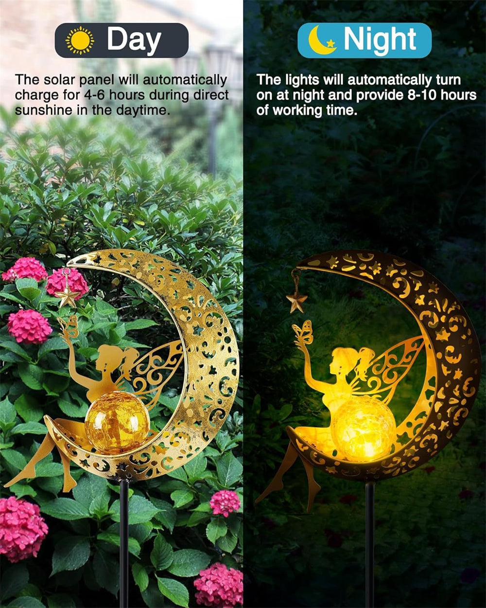 Fairy Crescent Moon Solar Garden Light Lamp