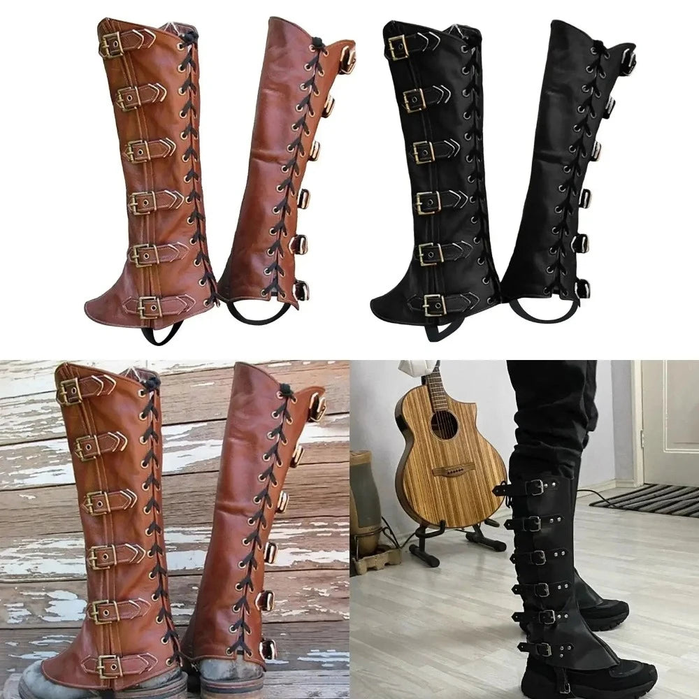 Medieval PU Leather Lace-Up Greaves (2 Colors)